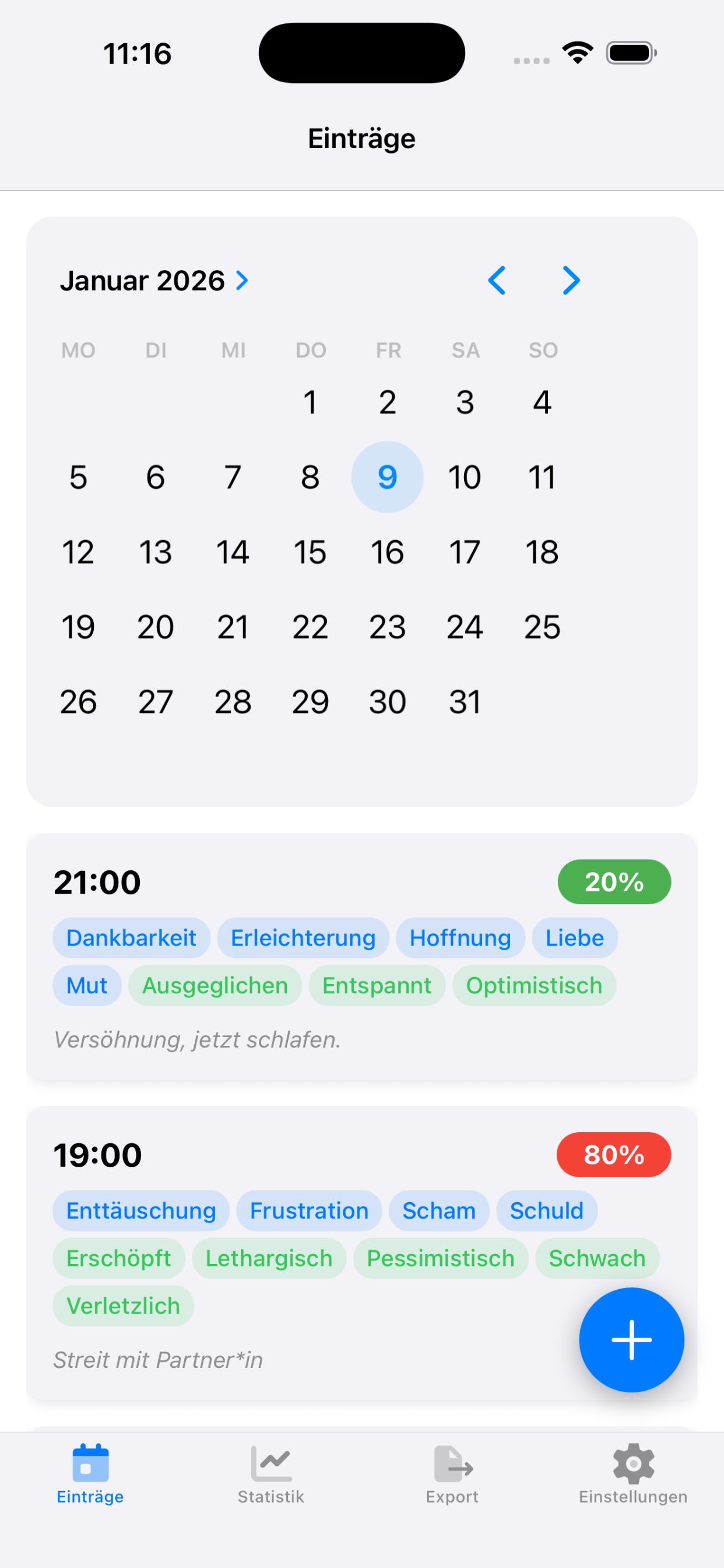 Stresstagebuch Screenshot 1